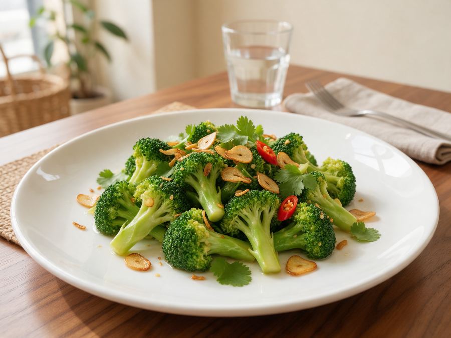 Sajian Broccoli Bawang Putih di Station Coffee Premium