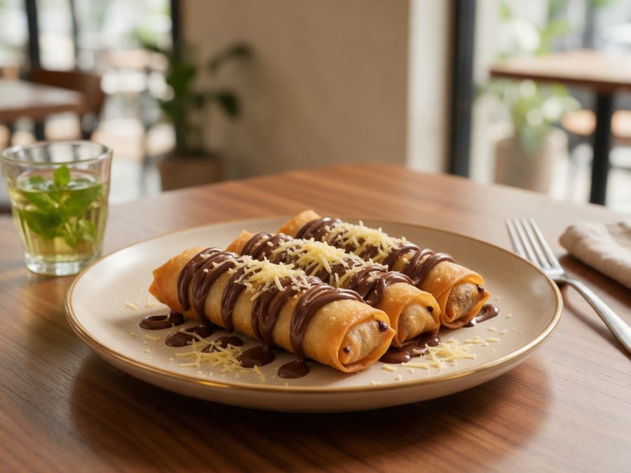 Sajian Cheese Roll Coklat di Station Coffee Premium