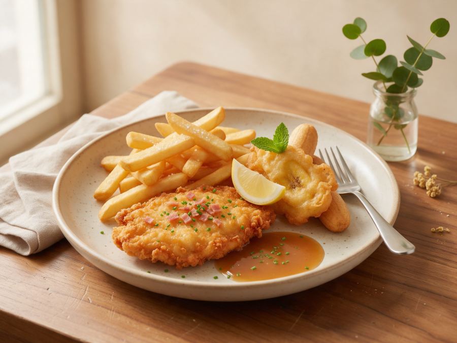 Sajian Chicken Steak Maryland di Station Coffee Premium