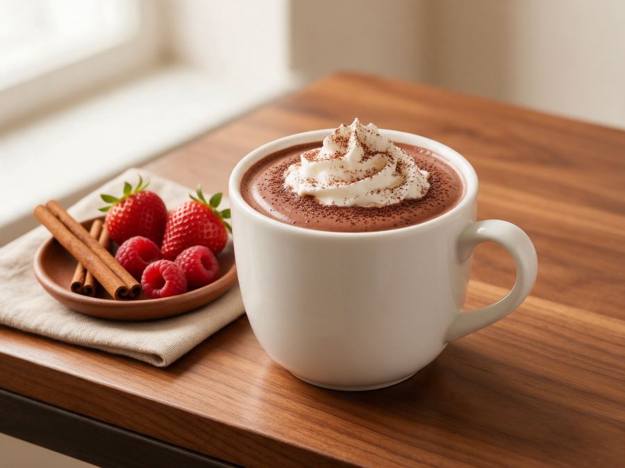 Sajian Chocolate Hot di Station Coffee Premium