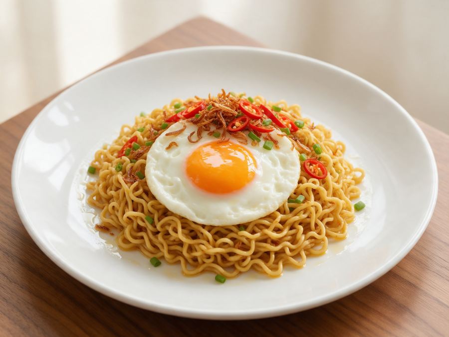 Sajian Indomie Goreng/Kuah Telur di Station Coffee Premium