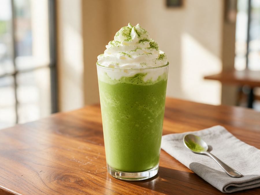 Sajian Matcha Blended Ice Cream di Station Coffee Premium