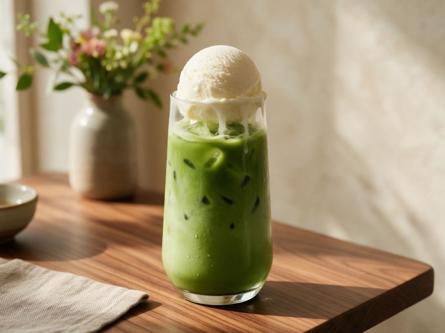 Sajian Matcha Float di Station Coffee Premium