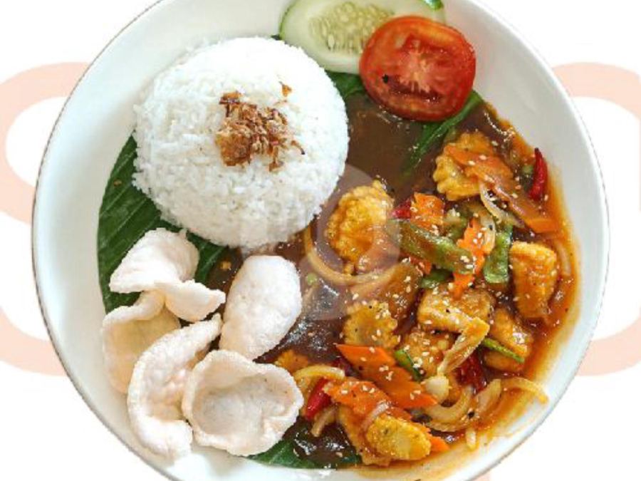 Sajian Nasi Dori Fillet Asam Manis di Station Coffee Premium