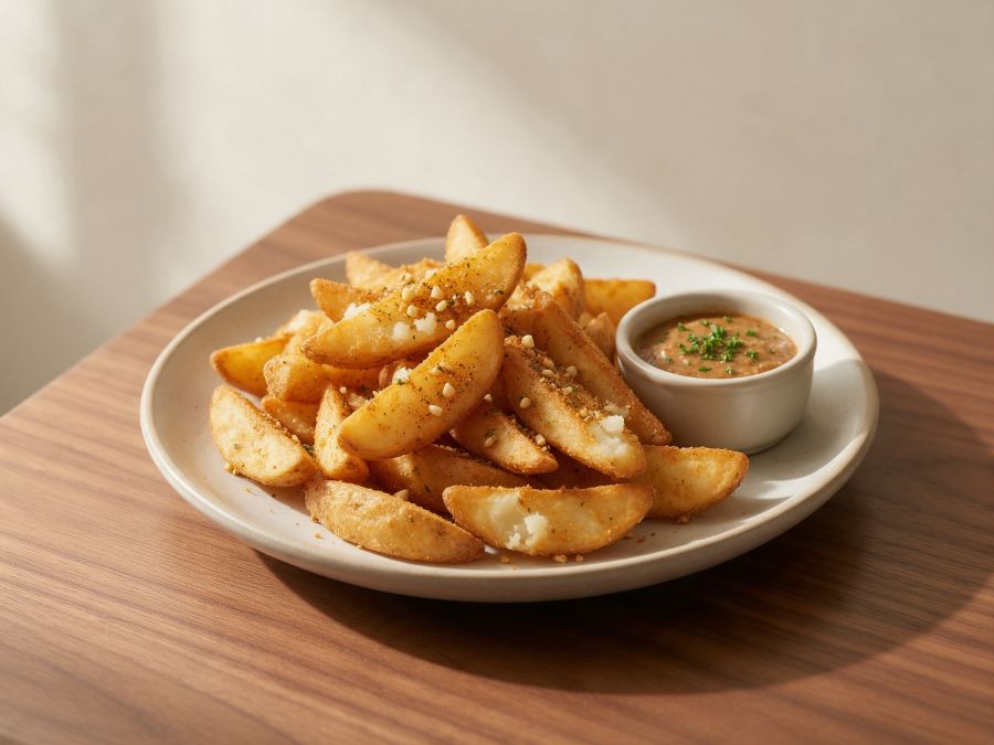 Sajian Potato Wedges di Station Coffee Premium