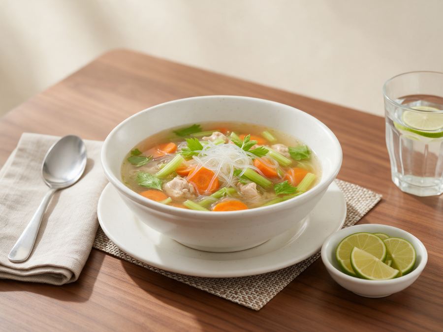 Sajian Soup Ayam di Station Coffee Premium