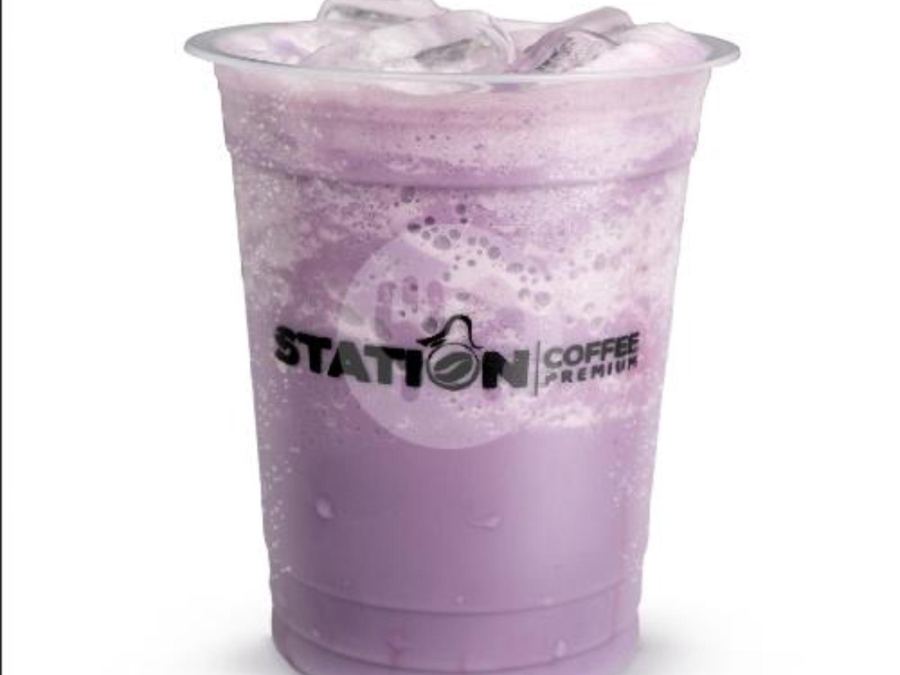 Sajian Taro Ice di Station Coffee Premium