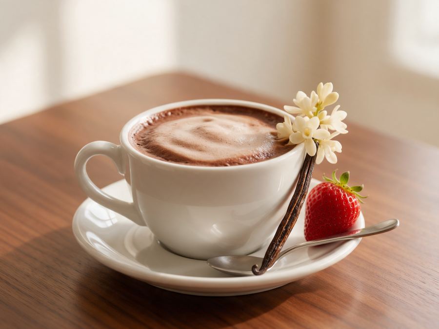 Sajian Vanilla Latte Hot di Station Coffee Premium